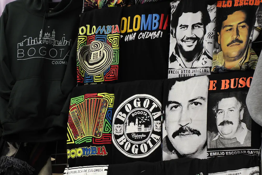 Magliette di Pablo Escobar in vendita a Bogota